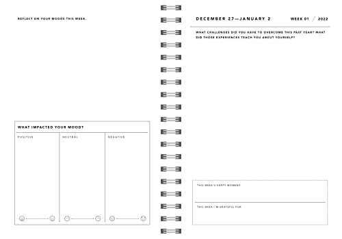 2022 Mood Tracker Planner: Understand Your Emotional Patterns; Create Healthier Mindsets; Unlock a Happier You! (Habit Tracker and Weekly Calendar)