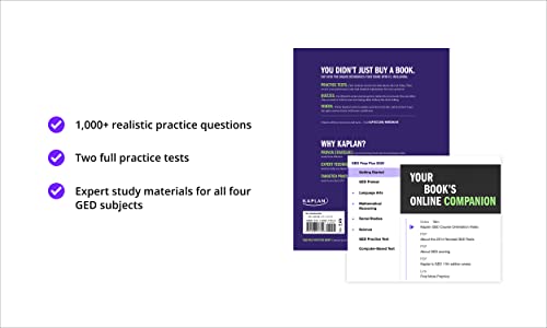 GED Test Prep Plus 2022-2023: Includes 2 Full Length Practice Tests, 1000+ Practice Questions, and 60 Hours of Online Video Instruction (Kaplan Test Prep)