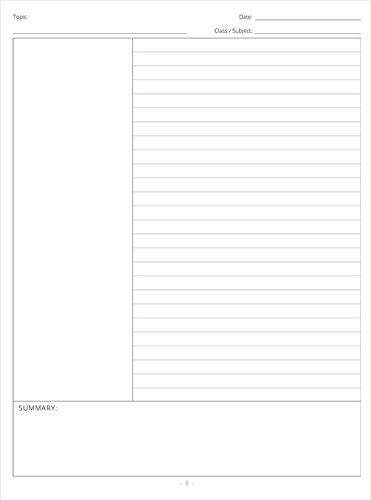 Cornell Notes Notebook: Note Taking with College Ruled Lines, Index and Numbered Pages, Cactus