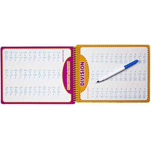 Active Minds - Write-and-Erase - Wipe Clean Learning Boards Ages 7+ - Math, Multiplication, Division, USA States and Capitals Activity Workbook - Great for 1st and 2nd Grade