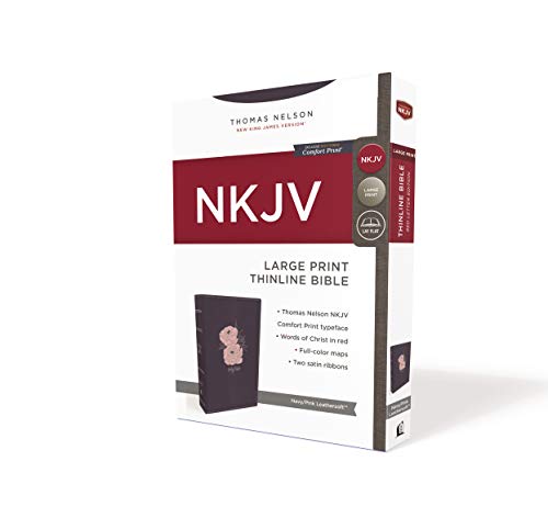 NKJV, Thinline Bible, Large Print, Leathersoft, Blue/Pink, Red Letter, Comfort Print: Holy Bible, New King James Version