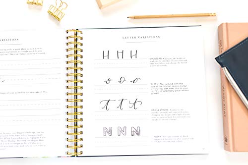 Pretty Simple Lettering: A Step-by-Step Hand Lettering and Modern Calligraphy Workbook for Beginners (Premium Spiral-Bound Hardcover)