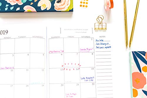 2019 Planner Weekly And Monthly: Calendar + Organizer | Inspirational Quotes And Navy Floral Cover | January 2019 through December 2019