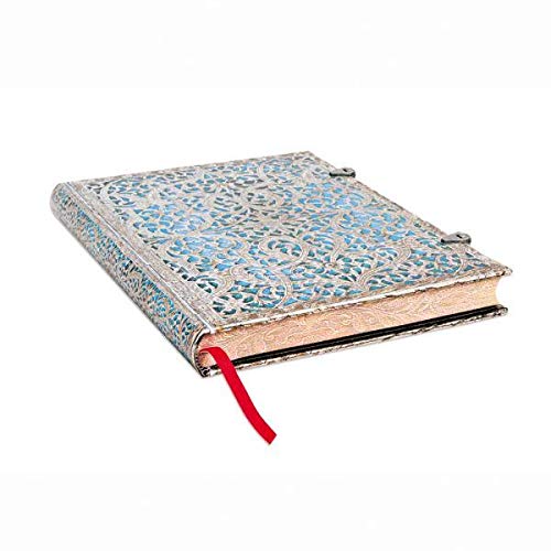 Paperblanks | Maya Blue | Silver Filigree Collection | Hardcover | Ultra | Lined | Clasp Closure | 240 Pg | 120 GSM