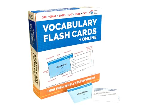 1500 VOCABULARY FLASH CARDS + ONLINE for GRE GMAT TOEFL SAT IELTS CAT - HIGH QUALITY Vocabulary FLASH CARDS + 50 Online Exercises - English language ... - Synonyms, Antonyms, Usage and more.....