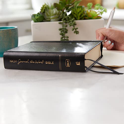 NKJV, Journal the Word Bible, Hardcover, Black, Red Letter, Comfort Print: Reflect, Journal, or Create Art Next to Your Favorite Verses