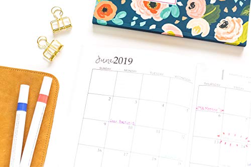 2019 Planner Weekly And Monthly: Calendar + Organizer | Inspirational Quotes And Navy Floral Cover | January 2019 through December 2019