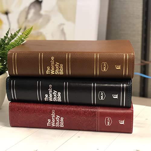 NKJV, Wiersbe Study Bible, Genuine Leather, Brown, Red Letter, Comfort Print: Be Transformed by the Power of God’s Word