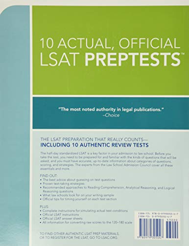 10 Actual, Official LSAT PrepTests