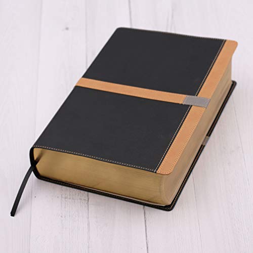 NIV Study Bible, Large Print, Leathersoft, Black/Tan, Red Letter Edition