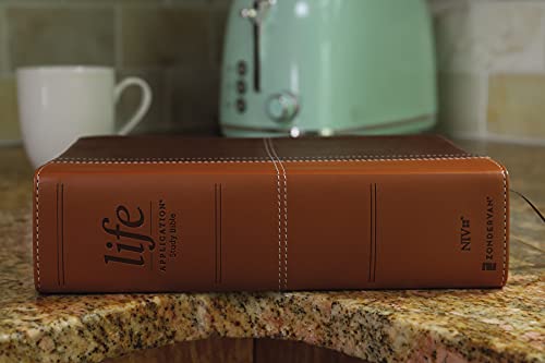 NIV, Life Application Study Bible, Third Edition, Large Print, Leathersoft, Brown, Red Letter, Thumb Indexed