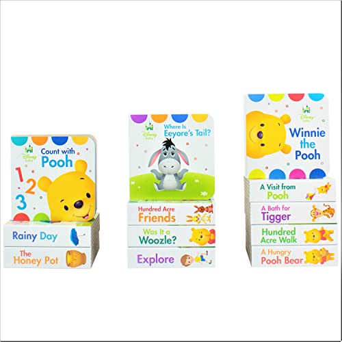 Disney Baby - Winnie the Pooh - My First Library Board Book Block 12-Book Set - First Words, Counting, and More! - PI Kids