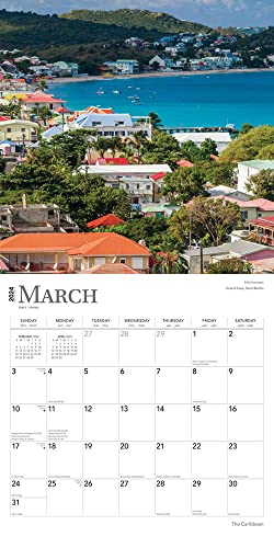 The Caribbean | 2024 12 x 24 Inch Monthly Square Wall Calendar | Foil Stamped Cover | BrownTrout | Travel Nature Tropical Beach