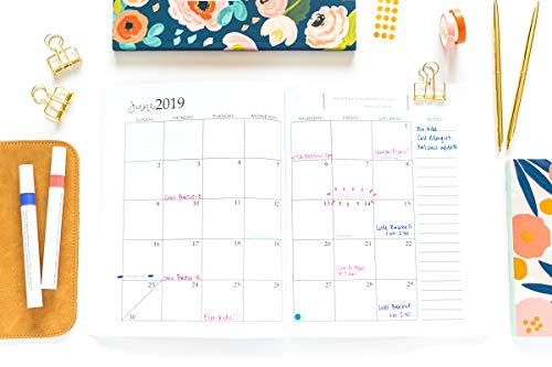 2019 Planner Weekly And Monthly: Calendar + Organizer | Inspirational Quotes And Navy Floral Cover | January 2019 through December 2019