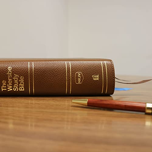 NKJV, Wiersbe Study Bible, Genuine Leather, Brown, Red Letter, Comfort Print: Be Transformed by the Power of God’s Word