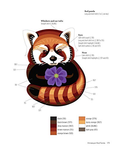 Animal Embroidery Workbook: Step-by-Step Techniques & Patterns for 30 Cute Critters & More (Landauer) Designs include Foxes, Sloths, Hedgehogs, Giraffes, Cats, Chickadees, Pandas, Bees, Flowers & More