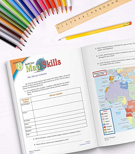 Spectrum Grade 6 Geography Workbooks, Ages 11 to 12, Geography Workbook, International Current Events, World Religions, Migration World History, and World Map Skills - 128 Pages