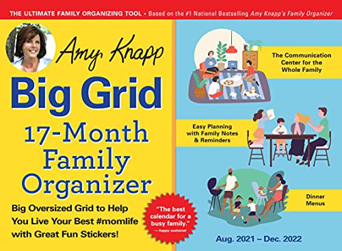 2022 Amy Knapp's Big Grid Family Organizer Wall Calendar: 17-Month Giant Fridge Calendar for Mom with Stickers (Amy Knapp's Plan Your Life Calendars)