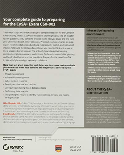 CompTIA CySA+ Study Guide: Exam CS0-001 (Packaging may vary)