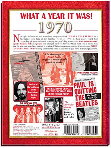 1970 What A Year It Was: Birthday or Anniversary Hardcover Coffee Table Book