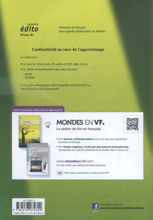 Le Nouvel Edito: Livre de L'Eleve B1 + CD + DVD (French Edition)