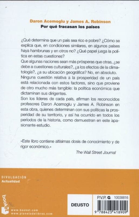 Por qué fracasan los países: Los orígenes del poder, la prosperidad y la pobreza