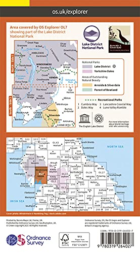 Lake District OS Explorer map OL7 The English Lakes - South Eastern area: Windermere, Kendal & Silverdale