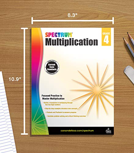 Spectrum 4th Grade Math Multiplication Workbooks, Ages 9 to 10, 4th Grade Math Multiplication, State Standards Multiplication Practice, Activities ... Tests, and Answer Key - 96 Pages (Volume 6)