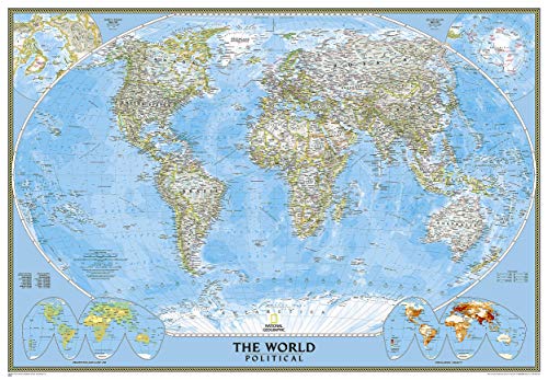 National Geographic World Wall Map - Classic - Laminated (Enlarged: 69.25 x 48 in) (National Geographic Reference Map)