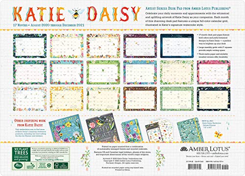 Katie Daisy 2021 Desk Pad Calendar (17-Month Aug 2020 - Dec 2021, 18.75" x 13.5")