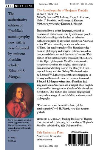 The Autobiography of Benjamin Franklin (Yale Nota Bene)