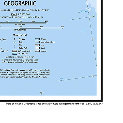 National Geographic: Middle East Classic Wall Map - Laminated (30.25 x 23.5 inches) (National Geographic Reference Map)