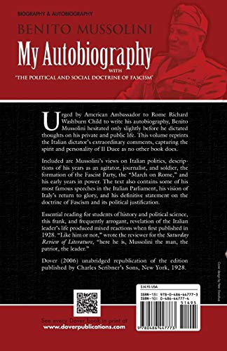 My Autobiography: With "The Political and Social Doctrine of Fascism" (Dover Books on History, Political and Social Science)