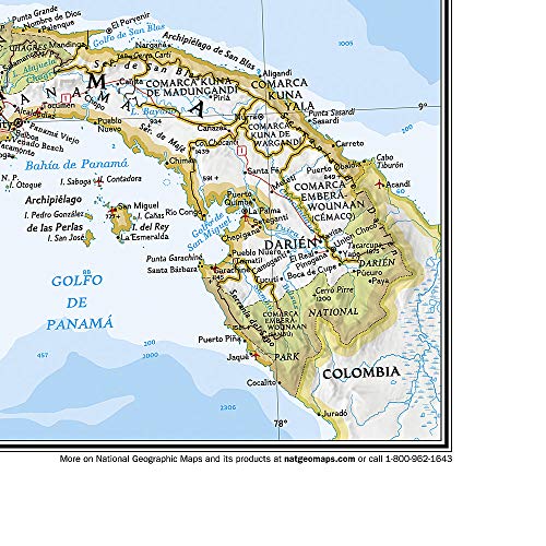 National Geographic Central America Wall Map - Classic - Laminated (28.75 x 22.25 in) (National Geographic Reference Map)