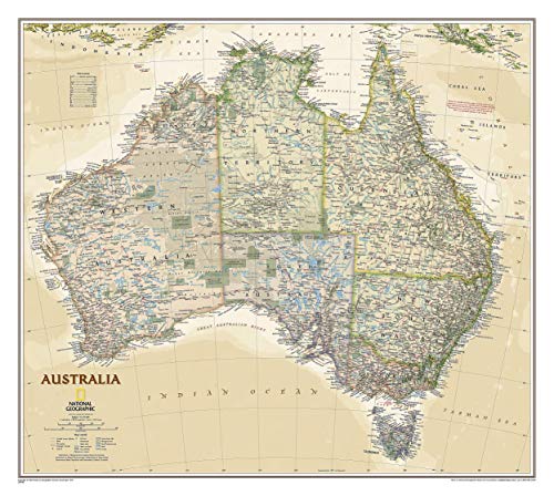 National Geographic Australia Wall Map - Executive - Laminated (30.25 x 27.25 in) (National Geographic Reference Map)