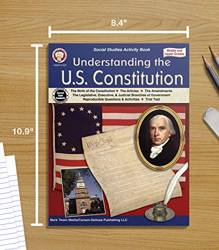 Mark Twain Understanding the US Constitution Grades 6-12 American History Workbook, The Constitution of the United States, Bill of Rights, Government Branches Books, Classroom or Homeschool Curriculum