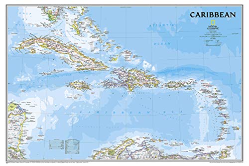 National Geographic Caribbean Wall Map - Classic - Laminated (Poster Size: 36 x 24 in) (National Geographic Reference Map)