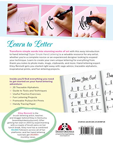 Super Simple Hand Lettering: 20 Traceable Alphabets, Easy Projects, Practice Sheets & More! (Design Originals) Includes Technique Guides, Skill-Building Exercises, Art Prints, & Vellum Tracing Paper