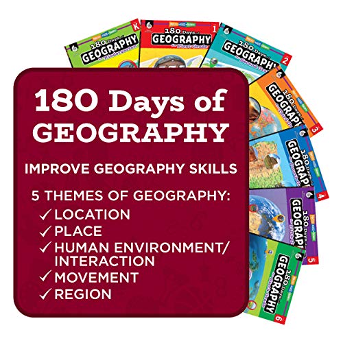 180 Days of Social Studies: Grade K - Daily Geography Workbook for Classroom and Home, Cool and Fun Practice, Kindergarten Elementary School Level ... to Build Skills (180 Days of Practice)