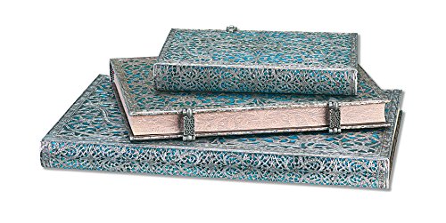 Paperblanks | Maya Blue | Silver Filigree Collection | Hardcover | Ultra | Lined | Clasp Closure | 240 Pg | 120 GSM