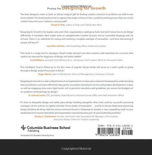 Designing for Growth: A Design Thinking Tool Kit for Managers (Columbia Business School Publishing)