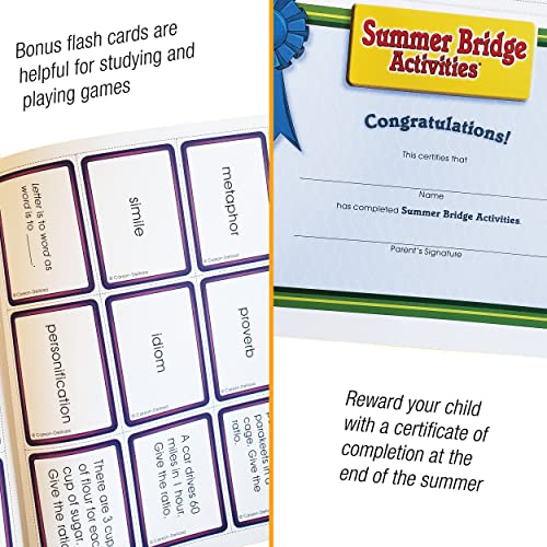 Summer Bridge Activities 5-6 Grade Bundle, Summer Learning 6th Grade Workbook All Subjects, Division Math Flash Cards, Nonfiction and Fiction Children's Books, Drawstring Bag