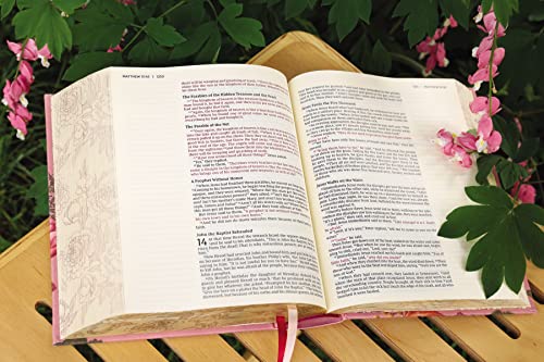 NIV, Artisan Collection Bible, Cloth over Board, Pink Floral, Designed Edges under Gilding, Red Letter, Comfort Print