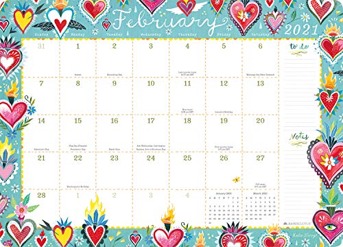 Katie Daisy 2021 Desk Pad Calendar (17-Month Aug 2020 - Dec 2021, 18.75" x 13.5")