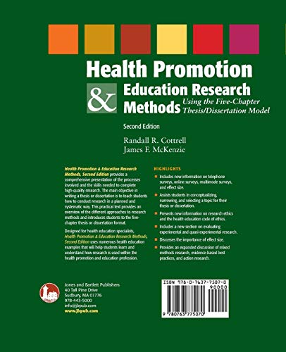 Health Promotion & Education Research Methods: Using the Five Chapter Thesis/ Dissertation Model: Using the Five Chapter Thesis/ Dissertation Model