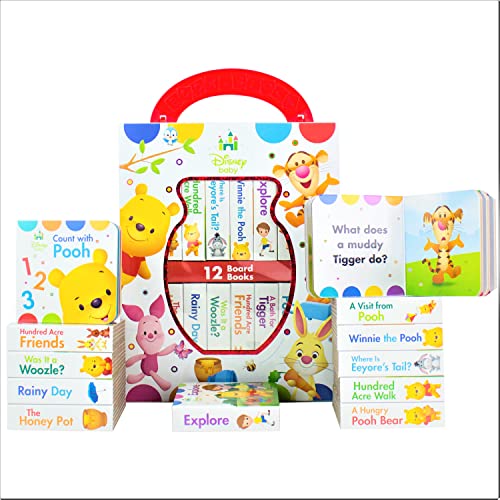 Disney Baby - Winnie the Pooh - My First Library Board Book Block 12-Book Set - First Words, Counting, and More! - PI Kids