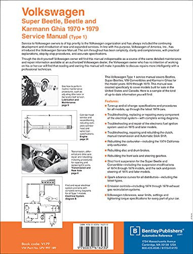 Volkswagen Super Beetle, Beetle & Karmann Ghia Official Service Manual: 1970, 1971, 1972, 1973, 1974, 1975, 1976, 1977,