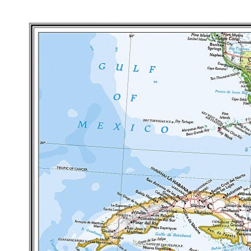 National Geographic Caribbean Wall Map - Classic - Laminated (Poster Size: 36 x 24 in) (National Geographic Reference Map)