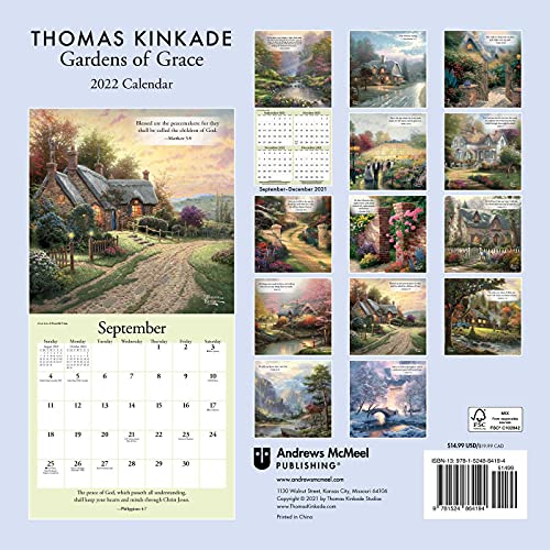 Thomas Kinkade Gardens of Grace with Scripture 2022 Wall Calendar