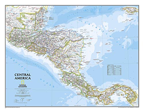 National Geographic Central America Wall Map - Classic - Laminated (28.75 x 22.25 in) (National Geographic Reference Map)